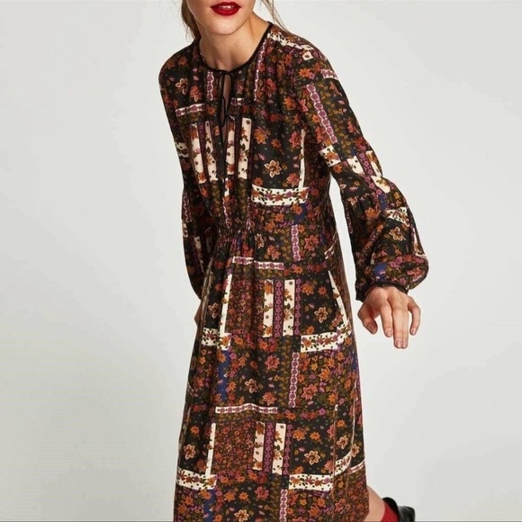 Zara Multicolored Floral Patchwork Dress - Picture 3 of 6